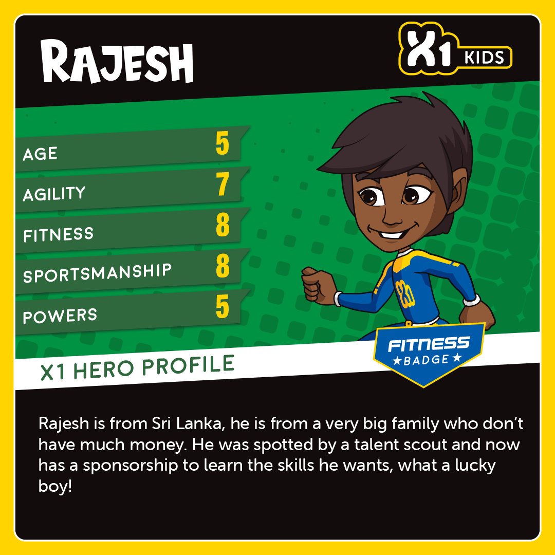 Rajesh X1 Kids hero profile card