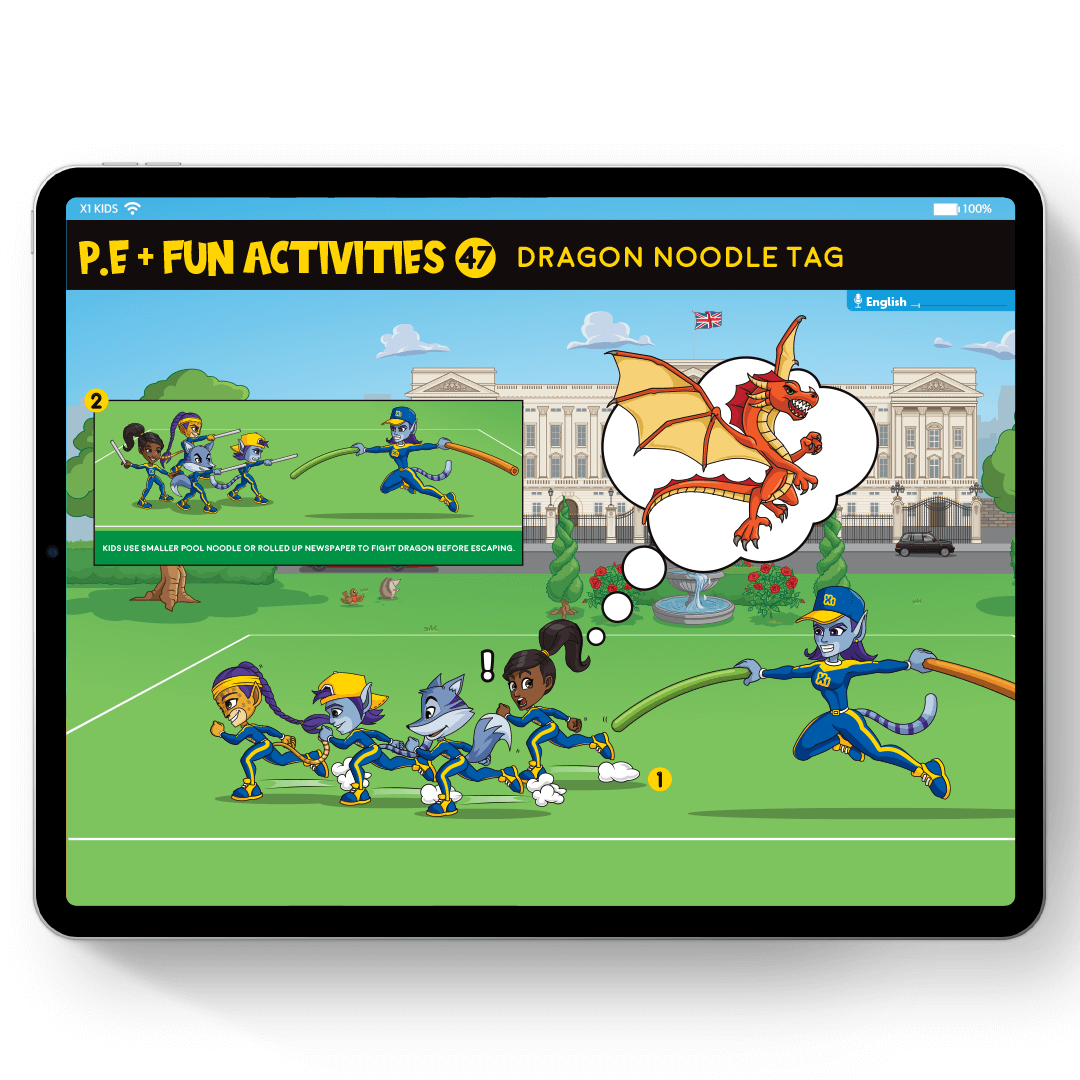 P.E. & Fun Activities sample session plan on tablet